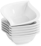 MALACASA, Serie Elvira, 6 TLG. Set Cremeweiß Porzellan 5,5 Zoll / 13,5 * 13,5 * 5cm Schüssel Schalen Müslischüssel Reisschüssel Salatschüsseln Dessertschalen Bowl für 6 Personen