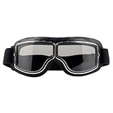 Qooloo Motorradbrille, Winddicht Motorrad Brillen, Pilot Nebelsichere Brille, Retro Leder Motorrad Motocross Goggle Winddicht Staubdicht für Bike Motocrossbrille Schutzbrille Helmbrille