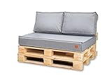 Bielik Palettenkissen 120 x 80 Set für Palettenmöbel | Wasserdicht Europaletten Sitzkissen Made in EU | Palettensofa komplett besteht aus 3 Teilen in Farbe: Grau