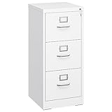 YITAHOME Aktenschrank Abschließbar, Metall Aktenschränke mit 3 Schubladen für A4, Legal, Letter, Anti-Kippen Büroschrank mit Cue-Kartenschlitz für Home-Office, Weiß, 45.8 x 45 x 103cm