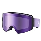 AVAWAY Skibrille Snowboard Brille Zylinder Verspiegelt Magnet-Wechselsystem OTG UV-Schutz Anti Fog Linse