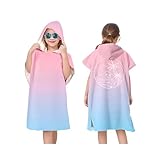 Proumhang Kinder Surf Poncho Badeponcho Mikrofaser Bademantel Strandtuch Frottee Wechselmantel Wassersport Poncho Mädchen Jungen 60 cm x 75 cm