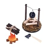 Puppengarderobe mit 10 Kleiderbügeln, Kleiderorganisation für Puppenhaus, Aufbewahrungsschrank mit Schublade- 4 × Camp-Set