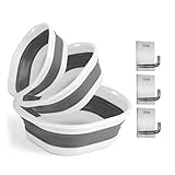 Faltbare Waschschüssel, 3 STK Tragbares Spülschüssel Faltbar Mit Edelstahlhaken, 3 Größen Klappbar Waschwanne Tragbarer Faltschüssel für Hause Küche Camping