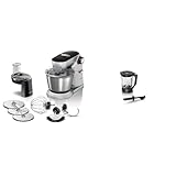 Bosch Küchenmaschine Serie 8 MUM9D33S11, Edelstahl-Schüssel 5,5 L & Mixer-Aufsatz MUZ9MX2, Füllmenge 2,3 L, ThermoSafe Glas, spülmaschinengeeignet