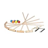 Relaxdays Krocket Spiel, 6 Spieler, Kinder & Erwachsene, Komplettset mit Tasche, Croquet Set Holz, Schläger, Mehrfarbig