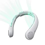 JISULIFE Tragbarer Nackenventilator, Nackenstütze Persönliche Hände frei, 5-Gang-Getriebeeinstellung, 5000 mAh, tragbar, wiederaufladbar, Geschenke für Frauen und Männer – Nebelgrau