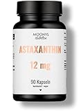 MOONYS® Astaxanthin 12mg – Hochdosiert & vegan – 90 Kapseln – Premium-Rohstoff aus der Blutregenalge Haematococcus Pluvialis – Ohne künstliche Zusätze – Laborgeprüft – deutsche Produktion