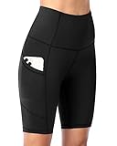 DDOBB Damen Radlerhose mit Taschen High Waist Sport Shorts Damen Sommer Kurze Sporthose Blickdicht Yoga Shorts Leggings Hose Gym Fitness Outdoor(Schwarz,M)