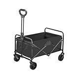 Klappbarer Bollerwagen Faltbar, Alle Gelände Kleiner Tragbarer Transportwagen für Strand Camping Einkauf Sportwagen Outdoor Garten mit Griff 4 Verstärkten Rollen(Zusammenklappbar)