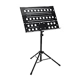 FACMAS Notenständer, schwarz, zusammenklappbar, mit tragbarer Tragetasche, höhenverstellbar, leicht, zusammenklappbar, Notenständer für Instrumentalaufführung, Notenregal/Notenständer