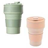 2 Stück Faltbare Tasse Silikon, 500 ML Tragbare Silikon...