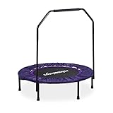 Relaxdays Trampolin faltbar mit Haltestange Indoor H x B x T: 113 x 102 x 102 cm Maximalbelastung: 120 kg schwarz-lila