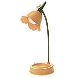 Ferleiss Blume LED Schreibtisch Lampe Student Schlafzimmer Beleuchtung Kontakt Lesen Augenschutz USB Blume Lampenschirm Tischleuchte, Gelb