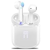 OYIB Bluetooth Kopfhörer, 2024 In Ear Kopfhörer Kabellos Bluetooth 5.3 Kopfhörer mit ENC Mic, 25 Std Tiefer Bass Wireless Earbuds, Touch Control, IP7 Wasserdicht Ohrhörer LED-Anzeige Joggen Weiß