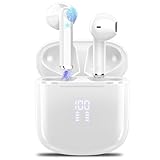 OYIB Bluetooth Kopfhörer, 2024 In Ear Kopfhörer Kabellos Bluetooth 5.3 Kopfhörer mit ENC Mic, 25 Std Tiefer Bass Wireless Earbuds, Touch Control, IP7 Wasserdicht Ohrhörer LED-Anzeige Joggen Weiß