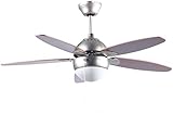 Sichler Haushaltsgeräte Deckenventilator Licht: Deckenventilator VT-597 mit Holzflügeln und Beleuchtung, Ø 92 cm (Deckenventilator mit Lampe, Deckenventilator beleuchtet, Deckenleuchte)