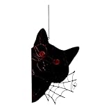 Babyhängematte Lustige Fenster-Eckdekoration, Halloween-Sonnenfänger, Fensterbehang, schwarzer Katzen-Sonnenfänger, Halloween, Weihnachtsdekoration für Zuhause (B, 21X13cm)