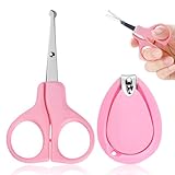 WUSJCOF 2 Stück Babypflege Nagelpflege, Babynagelschere und Nagelknipser, Nagelschere für Babys und Kinder, Edelstahl-Babyschere abgerundeten, Schutzhülle, rutschfester Gummigriff