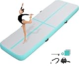 KIKILIVE 10CM Hoch Gymnastikmatte Tumbling Matte, 3M Aufblasbar Gymnastik Track Matte Air Turnmatte mit Luftpumpe Aufblasbare Sportmatte für Fitness/Outdoor/Yoga/Training usw