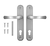 ADGO Türgriffset Griff für Einsatz Door Handle 72 Links Rechts Türgriffe innentüren Griff mit Loch für Zylinder Edelstahlhebel Drückergarnitur Zimmertüren Aluminiumgriffset Türgriff Silber