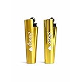 Clearfee Clipper Metall Feuerzeuge mit Wunsch-Gravur, Gold, 6,5 cm, Personalisiert, 2 Stück