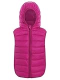 Nyeemya Westen Mädchen Daunenweste Jungen Gesteppte Ärmellose mit Kapuze Jacke Reißverschluss Winterjacke Winddichte Mantel Hot Pink 122-128