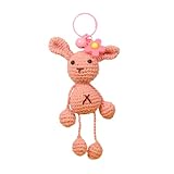 ZDHC Niedlicher gehäkelter Tier-Schlüsselanhänger, handgefertigt, Kawaii-Cartoon-Puppe, Auto-Handtasche, Schlüsselanhänger, Tasche, Charms, Anhänger, Pink Bunny, One size