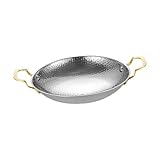 DimyFew Edelstahl-Kochgeschirrpfanne mit Doppelgriff Schnellheizende Bratpfanne Koreanischer Ramen-Topf, 28cm