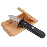TOYANDONA Edelstahl Austernöffner Satz mit Holzhalter Dickklingiges Austernmesser und Schalentieröffner für Meeresfrüchte Sicheres Öffnen von Austern Jakobsmuscheln Venusmuscheln