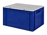 Design Eurobox Stapelbox Lagerbehälter Kunststoffbox in 5 Farben und 16 Größen mit transparentem Deckel (matt) (blau, 60x40x33 cm)