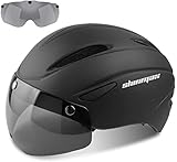 Shinmax Fahrradhelm Herren Damen Fahrradhelm mit Visier Abnehmbarer Magnetischem Schutzbrille für Männer Frauen Erwachsene Mountainbike Road Fahrrad Helm Einstellbarer MTB Ski Snowboard