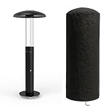 TEMPO STYLE - Pelletofen Lumea für den Außenbereich | 360°-Heizung bis zu 6 Stunden, einstellbare Leistung 4,6-7 kW | Modernes Design mit Rädern | Inklusive Handschuhe, Bürste und Powerbank