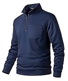 Sungerdasa Herren Fleecepullover Micro Sweatshirt mit Viertel-Reißverschluss Fleece-Sweatshirt Langarmshirts Polo Freizeit Basic Pullover Soft Herbst Winter