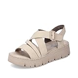 Rieker Damen Plateausandalen V1063, Frauen Sandalen,Plateausandaletten,Dicke Sohle,Sommerschuhe,Freizeitschuhe,offene Schuhe,beige (60),43 EU / 9 UK