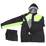 VALICLUD Wasserdichter Motorrad Regenanzug Herren Winddicht Schützend Atmungsaktiv Regenjacke und Regenhose Outdoor Schutz bei Starkem Regen Xl Schwarz grün