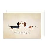 Edition Seidel Premium Glückwunschkarte zur Hochzeit mit Umschlag aus Kraftpapier. Hochzeitskarte Grußkarte Vermählung Just Married Wedding Hunde Dackel (H505 SW024)