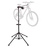 Ultrasport Fahrrad Montageständer, stabiler FahrradMontageständer, für Reparaturarbeiten allen Fahrradmodellen, lackschonende Quick-Lock-Klemmung, magnetische Werkzeugablage, max. 30 kg, Schwarz/Rot