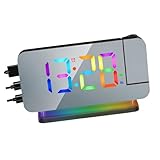 Digitale Frequenzmodulation Funkwecker Projektoruhr Decke mit einzigartiger Basisbeleuchtung 12/24-Stunden-Format und verspiegeltem Design Schlafzimmer Decke Projektionsuhr