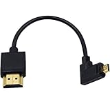 Duttek Micro-HDMI-auf-Standard-HDMI-Kabel, Micro-HDMI-auf-HDMI-Adapterkabel, extrem dünn, rechtwinklig, Micro-HDMI-Stecker auf HDMI-Stecker, für 1080P, 4K, UltraHD, 3D, Ethernet (15 cm)