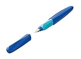 Pelikan Twist Füllhalter, Edelstahl-Feder in Strichbreite M inkl. Tintenpatrone, deep blue