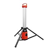 Grafner Profi LED Tower Baustrahler mit Steckdose und Stativ, 360° 3800 Lumen, 60 Watt, Höhe: 107 cm, IP44, 6500K Tageslichtweiß, Arbeitsleuchte Baustellenstrahler 360 Grad rundum Arbeitslampe Turm