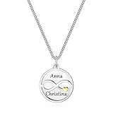 TMT Personalisierte Unendlichkeitszeichen-Kette (silber), Kette Mädchen mit Gravur | Geschenk Einschulung Mädchen | Freundschaftskette | Personalisiert Gravur namenskette