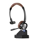 Mairdi Wireless Headset mit Mikrofon Noise Canceling, Mono Bluetooth Headset mit Ladestation, mit USB Bluetooth Adapter für Handy PC Call-Center Büro Zoom Microsoft Team Skype Chat