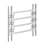 Relaxdays Fenstergitter Einbruchschutz, ausziehbar, für außen, Stahl, 600 x 700-1050 mm, Sicherheitsgitter, grau