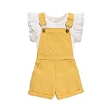Kleinkind Mädchen Rüschen Fly Sleeve Solide gerippte T-Shirt Tops Overalls Shorts mit Hosen Outfits Kostüm Kleinkinder