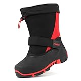 Kinder Winterstiefel Jungen Mädchen Schneestiefel Warm Gefüttert Winterschuhe Wasserdicht Kinderstiefel Rutschfest Winter Stiefel Rot, 34 EU