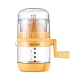 Manuelle Orangenpresse, gepresst, für die Schule, mit Griff, tragbarer Fruchtextraktor, für Orangen und Granatäpfel Gvu330 (Yellow, 20.5x11cm)