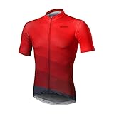 BERGRISAR Kurzarm Fahrradtrikot Herren Radtrikot mit Reißverschluss Taschen Trikots für MTB Mountainbike, Rot, X-Large