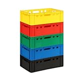 gardivo E2 Kisten 5 Stück 60x40x20 Meischkiste verschiedenen Farben, Metzgerkiste, Lagerkiste Grün, stapelbbar lebbensmittelecht robust fleischerkiste